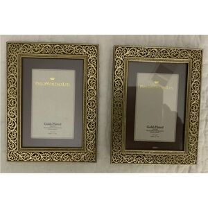 Philip Whitney Ltd. gold-plated picture frame holds a 3.5x5"photo Set Of 2